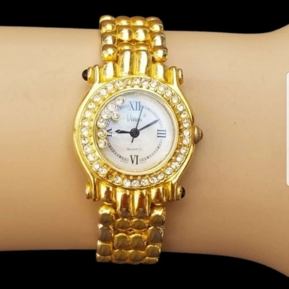 VIVANI VINTAGE GOLDTONED & FLOATING CRYSTALS LADIES WATCH